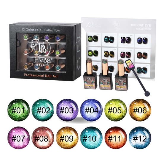 10D Cat Eye Gel Collection / 12 Colors - HYBA BEAUTY