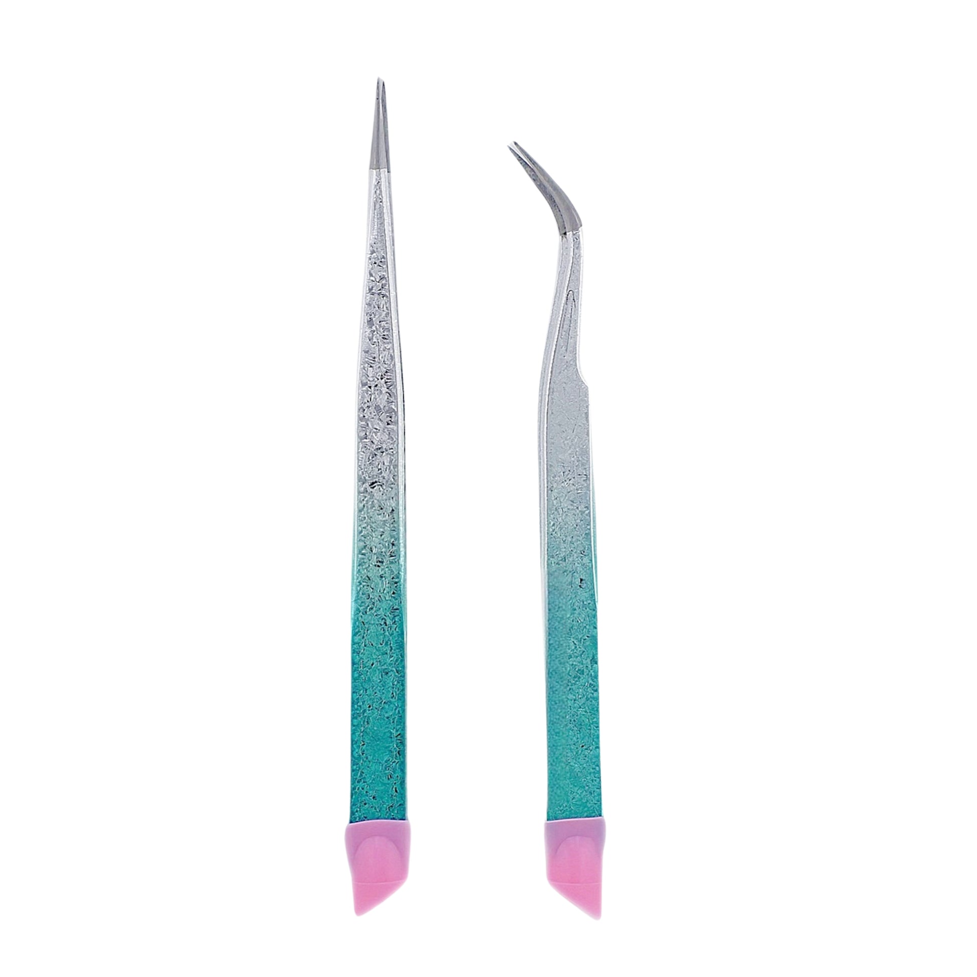 Tweezers Glitter Blue & Silver - 2PK - HYBA BEAUTY