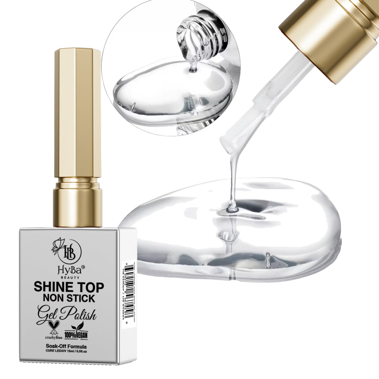 SHINE Top Non Stick - Clear Gel Polish - 15ml - HYBA BEAUTY