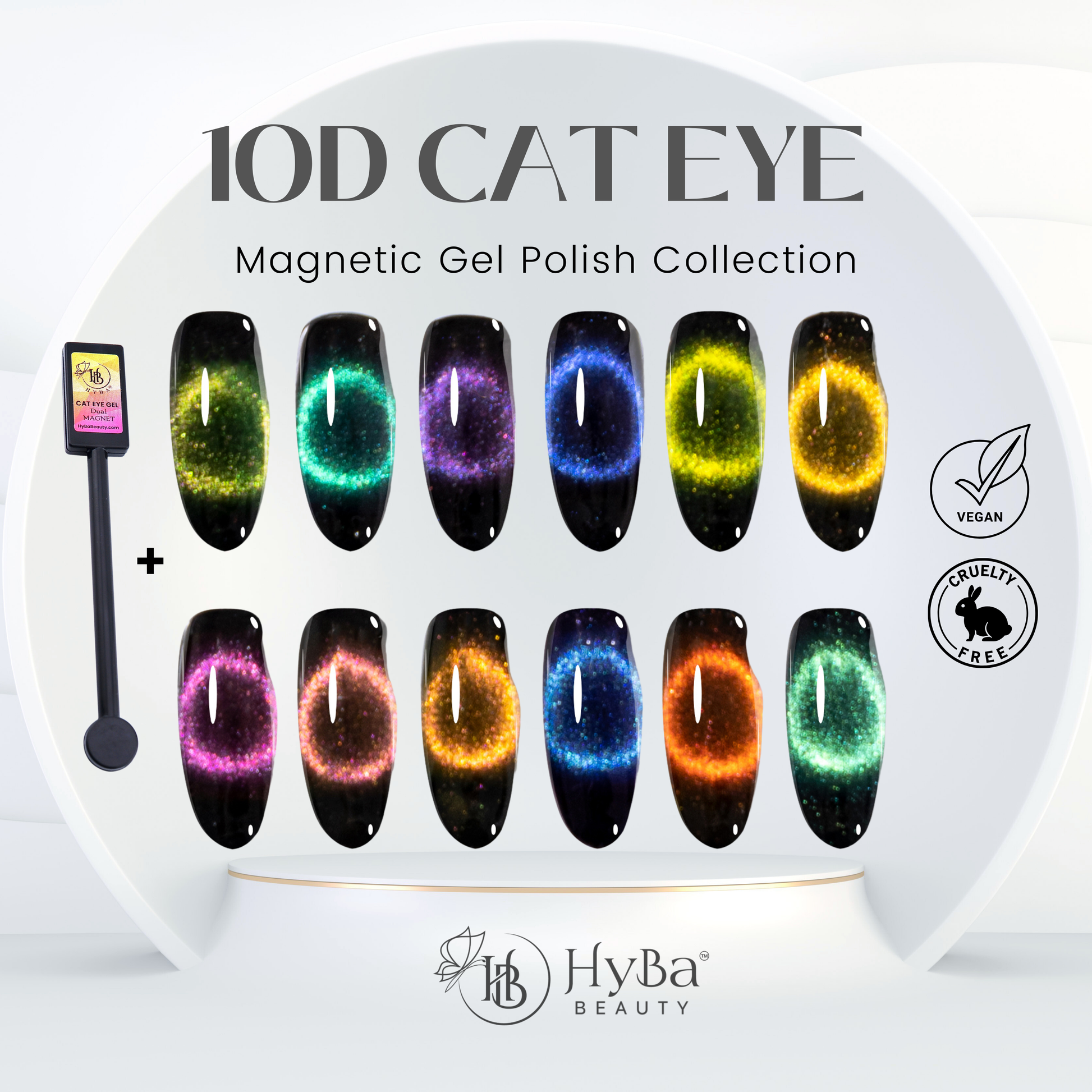 10D Cat Eye Gel Collection / 12 Colors - HYBA BEAUTY