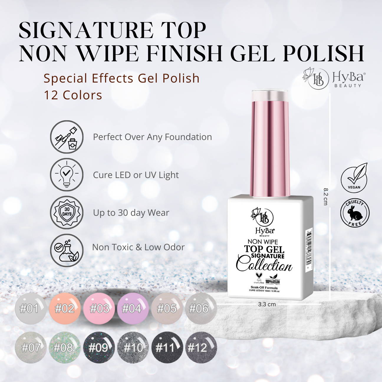 TOP GEL SIGNATURE Collection - 12 Colors - HYBA BEAUTY