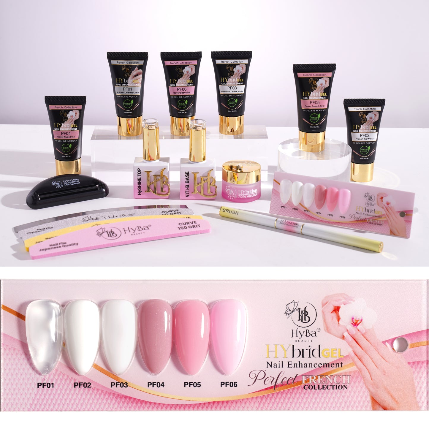 HYBRID GEL STARTER KIT  #1 Perfect FRENCH HyGEL Collection - HYBA BEAUTY