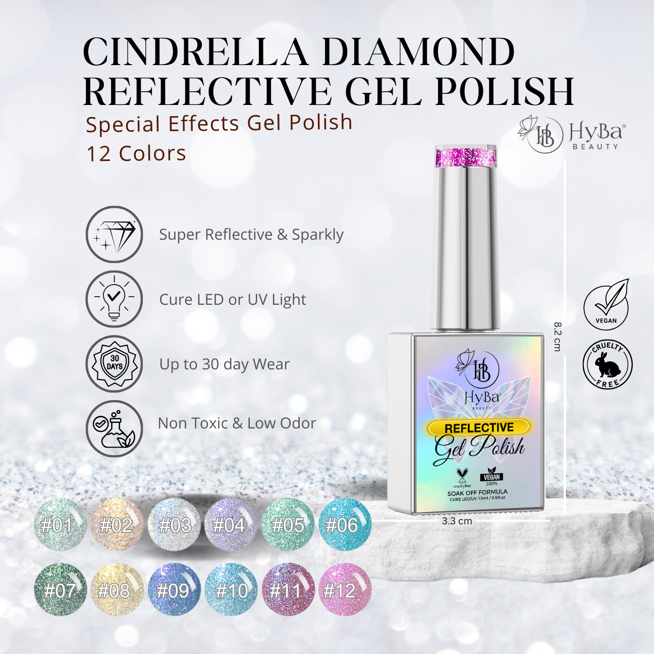 CINDERELLA DIAMOND Gel Collection - 12 Colors - HYBA BEAUTY