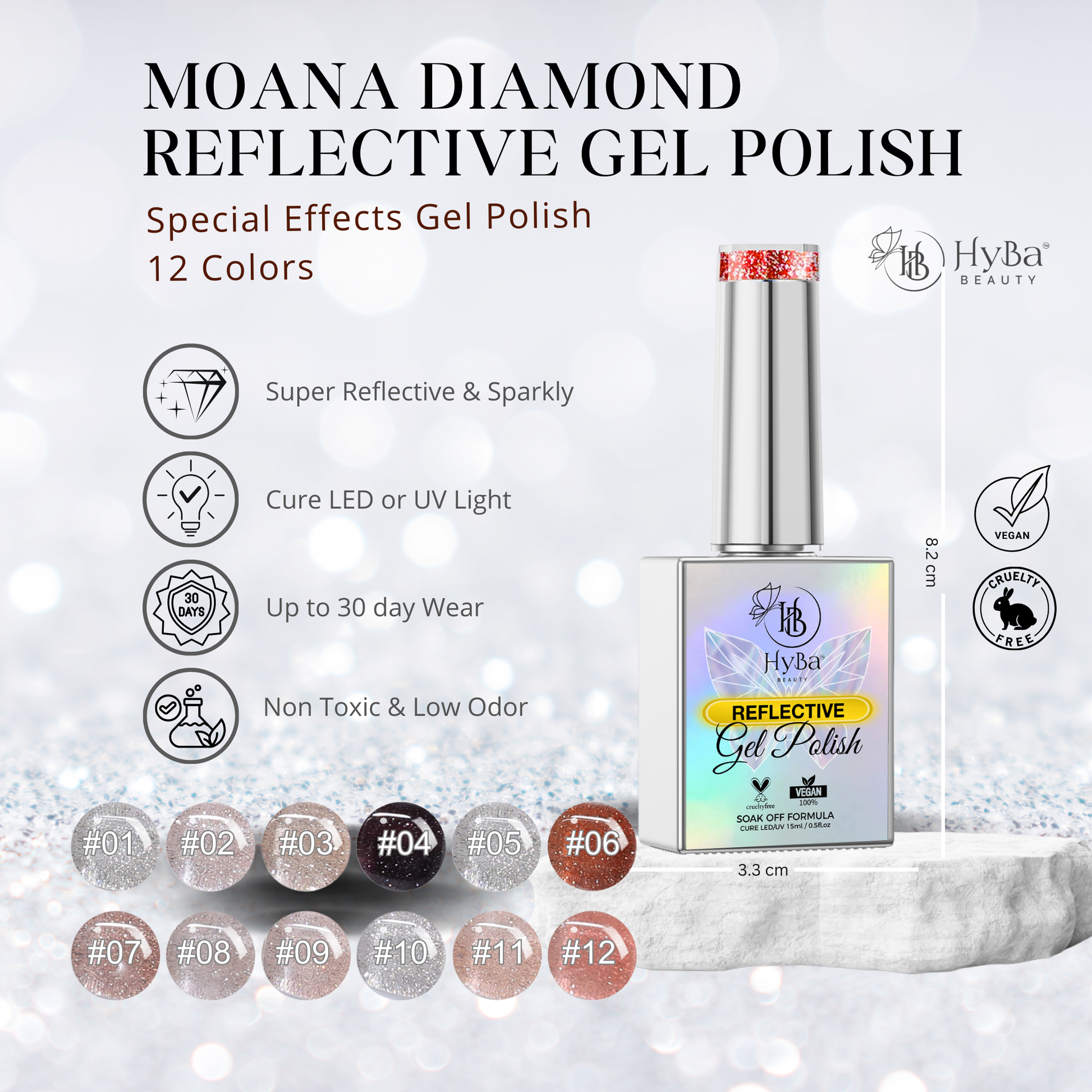 MOANA DIAMOND Collection - 12 colors - HYBA BEAUTY