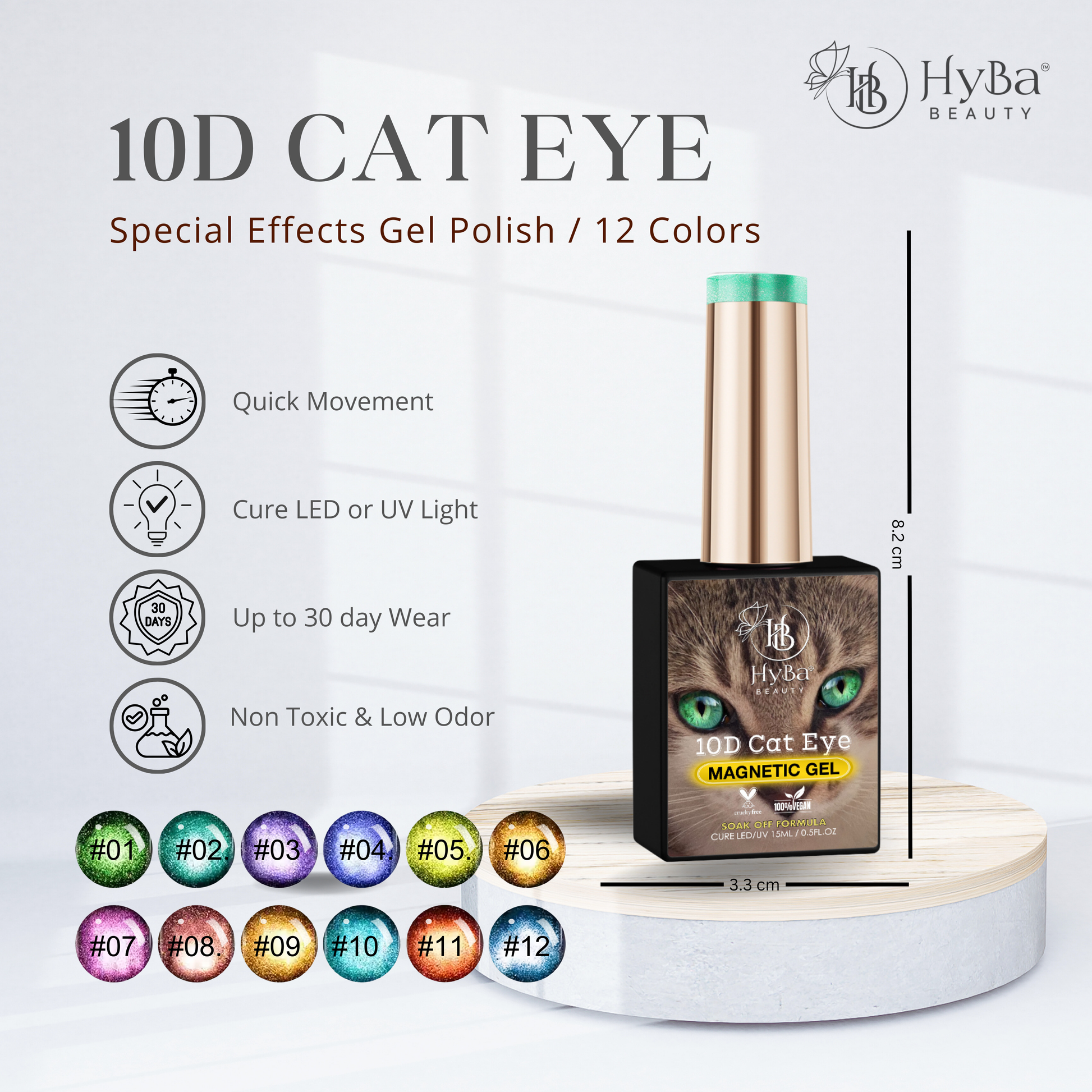 10D Cat Eye Gel Collection / 12 Colors - HYBA BEAUTY