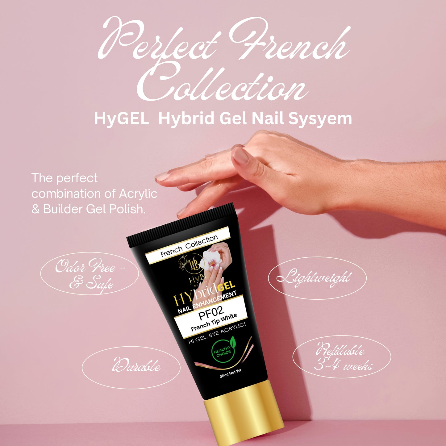 HYBRID GEL STARTER KIT  #1 Perfect FRENCH HyGEL Collection - HYBA BEAUTY