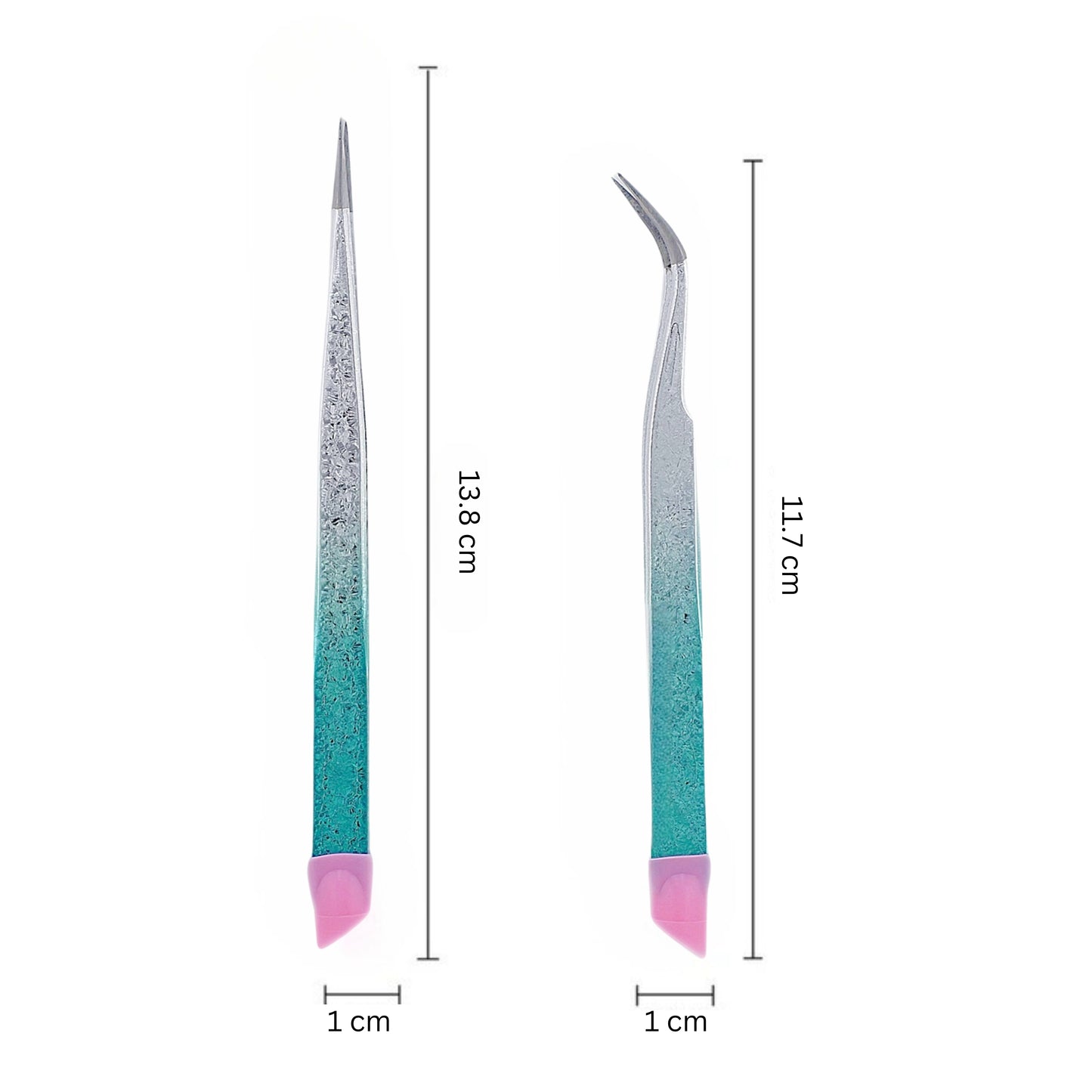 Tweezers Glitter Blue & Silver - 2PK - HYBA BEAUTY