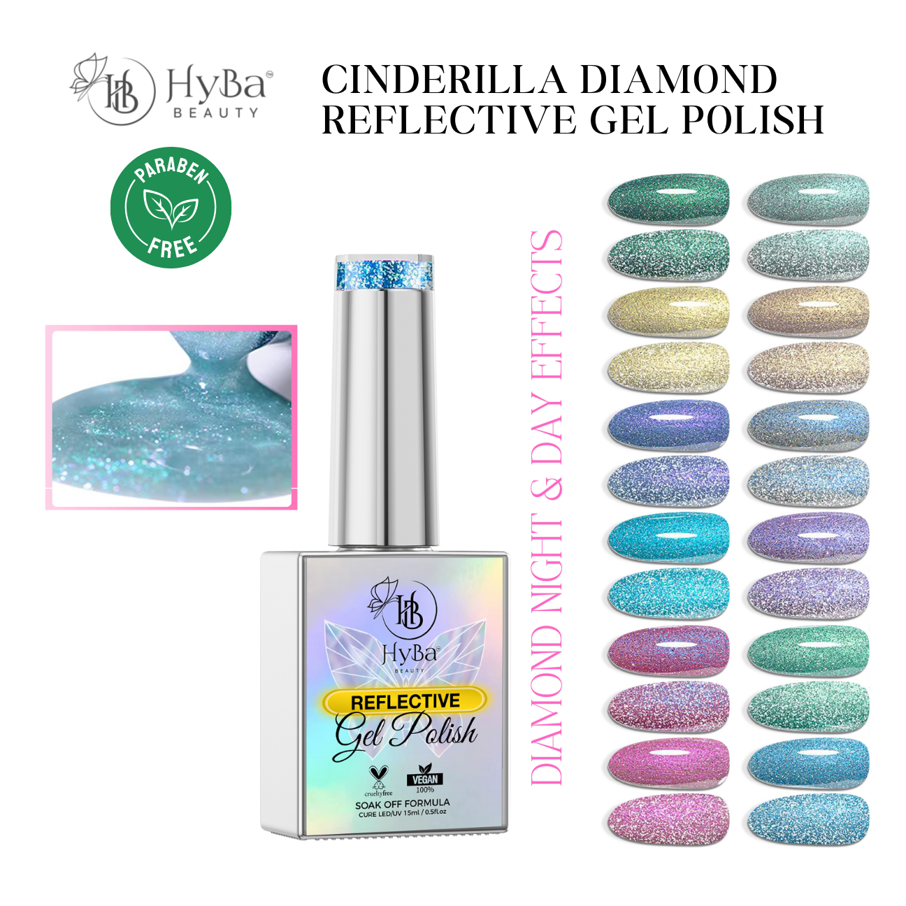 CINDERELLA DIAMOND Gel Collection - 12 Colors - HYBA BEAUTY