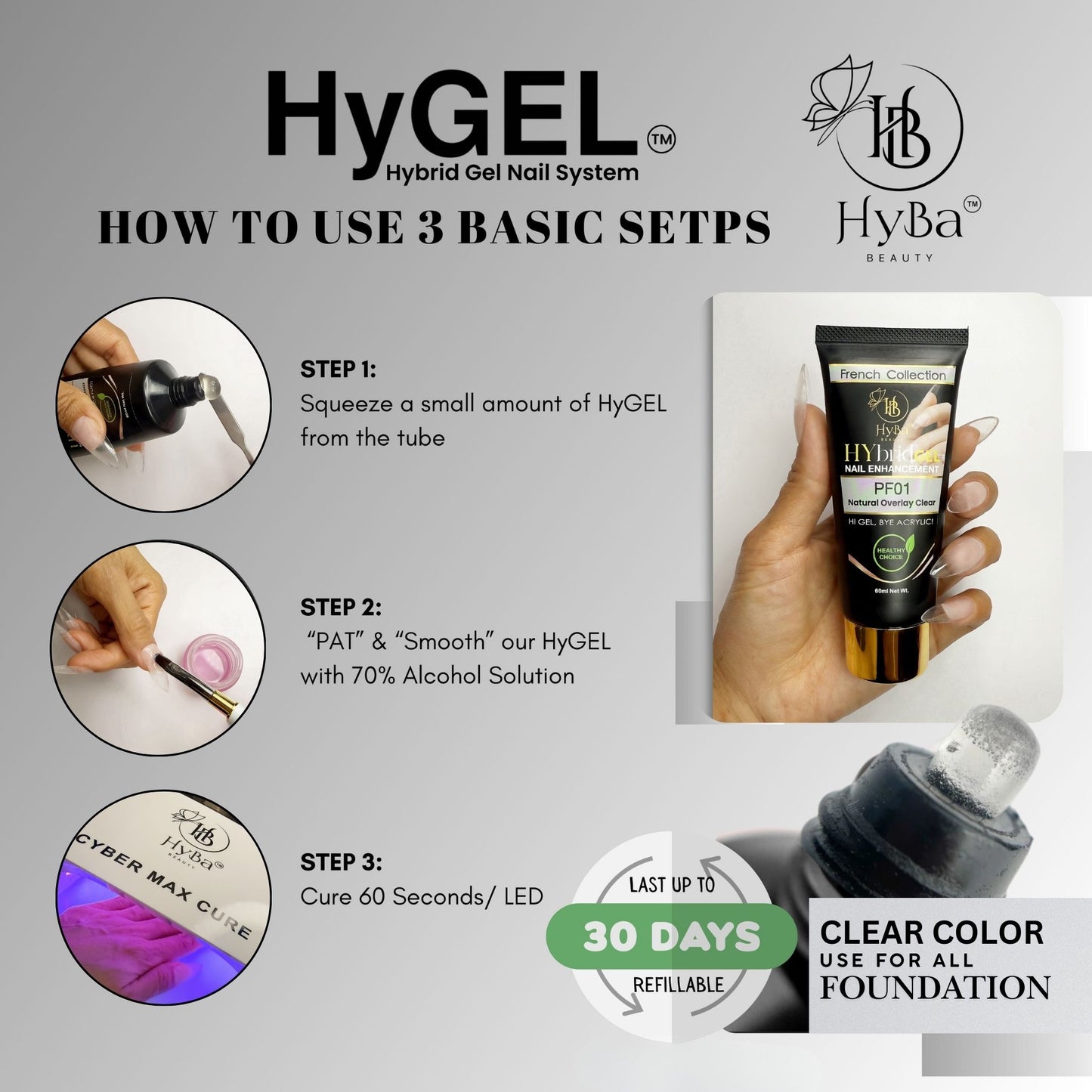 Hybrid Gel - HyGEL 60ml / PFO8 - Bubble Pop Pink