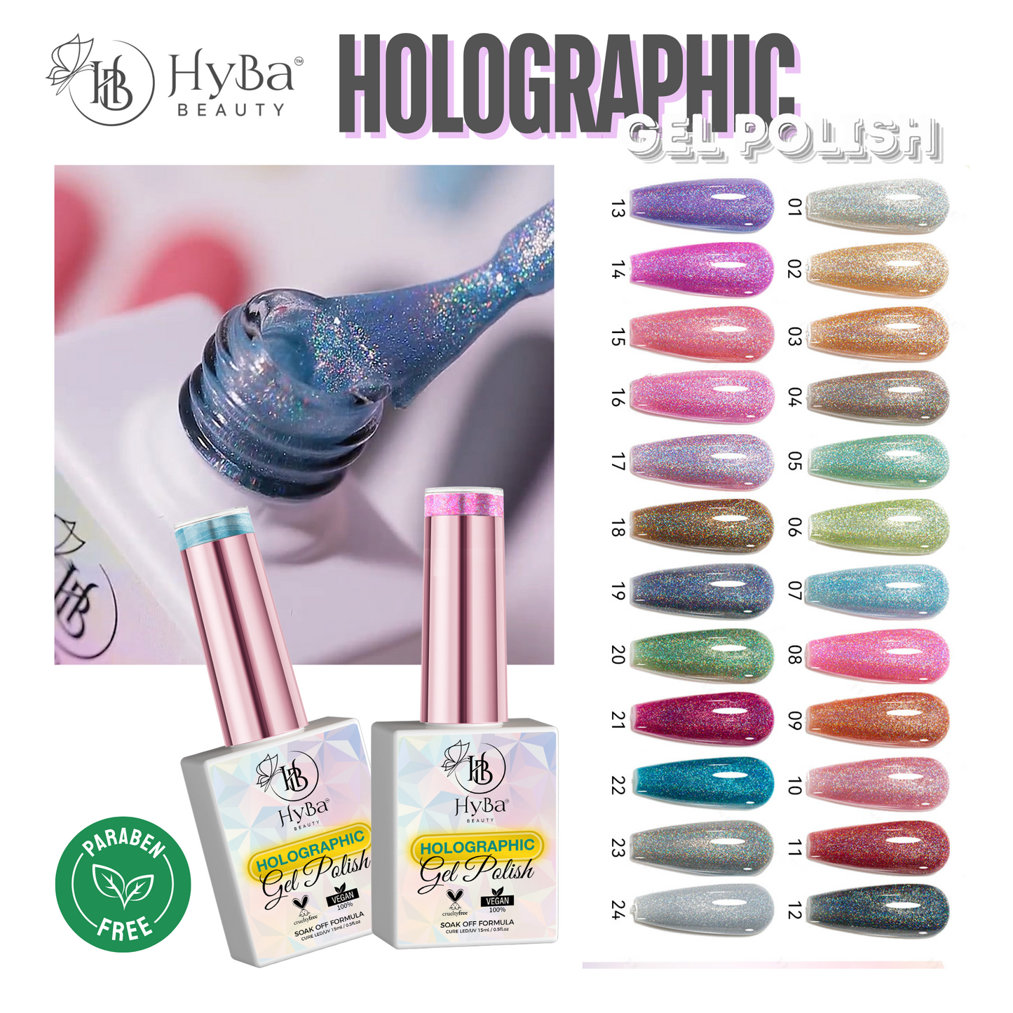 HOLOGRAPHIC Gel Polish Collection - HYBA BEAUTY