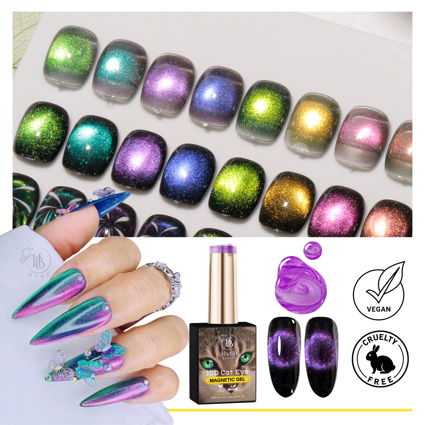 10D Cat Eye Gel Collection / 12 Colors - HYBA BEAUTY