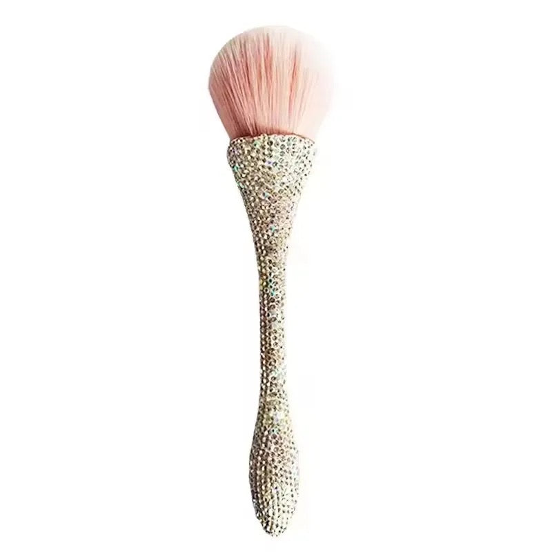 Crystal Nail Dust Brush (SILVER RHINESTONES) - HYBA BEAUTY