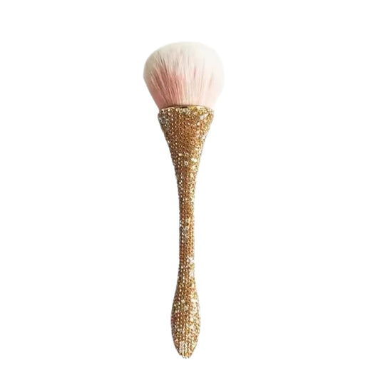 Crystal Nail Dust Brush (GOLD RHINESTONES) - HYBA BEAUTY