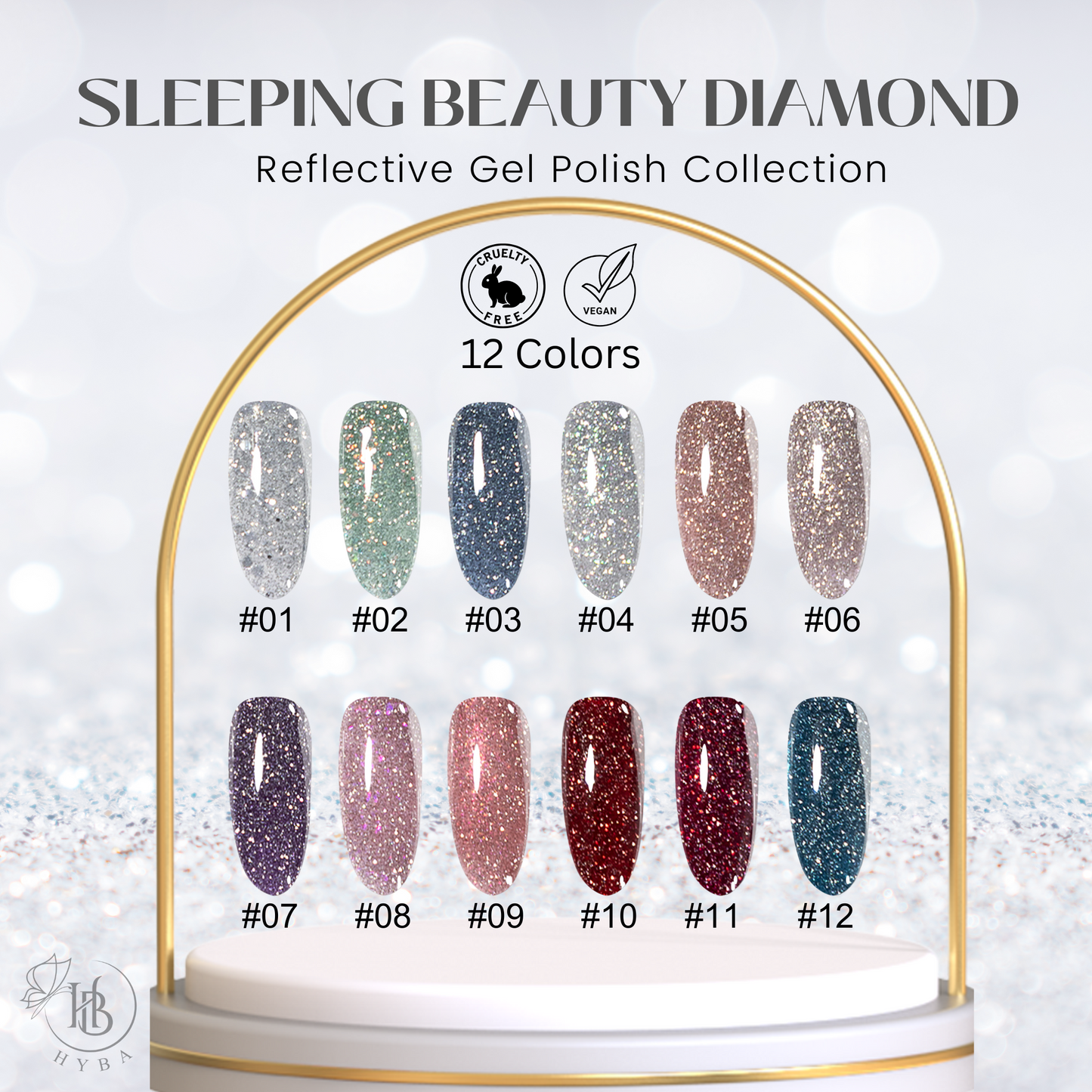 SLEEPING BEAUTY DIAMOND Collection - 12 colors - HYBA BEAUTY