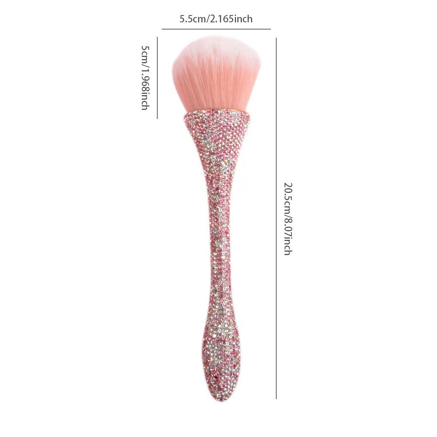 Crystal Nail Dust Brush (PINK & SILVER RHINESTONES) - HYBA BEAUTY